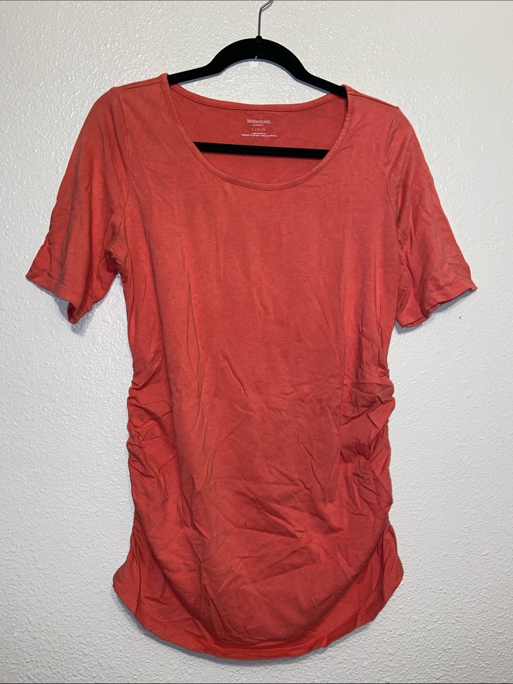 Motherhood Maternity Scoop Neck Short Sleeve Top - Coral